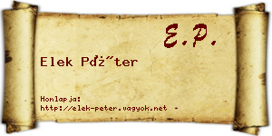 Elek Péter névjegykártya